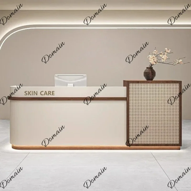 XX Computer Desk Office Table Bureaux De Travail Designer Furniture Rattan Weaving Tables Reception Desks Counter Customer Cente