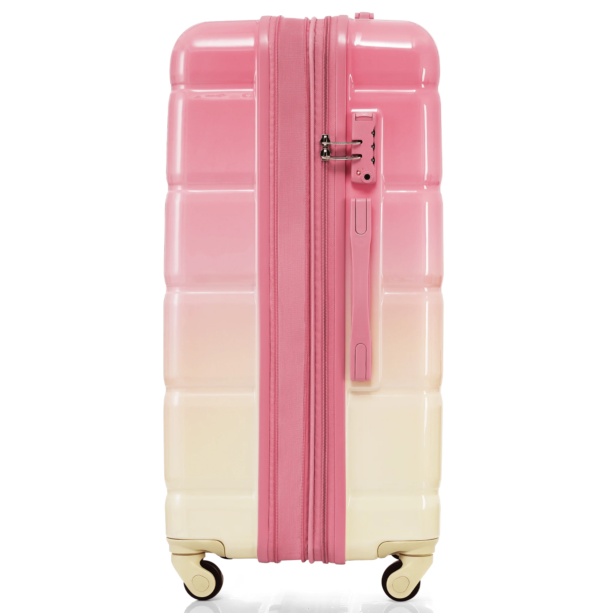 ZHUISHU Luggage 3 Pcs Sets ABS Hardside Suit case with Spinner Wheels Lightweight TSA Lock Gradient Pink 20"24" 28 "