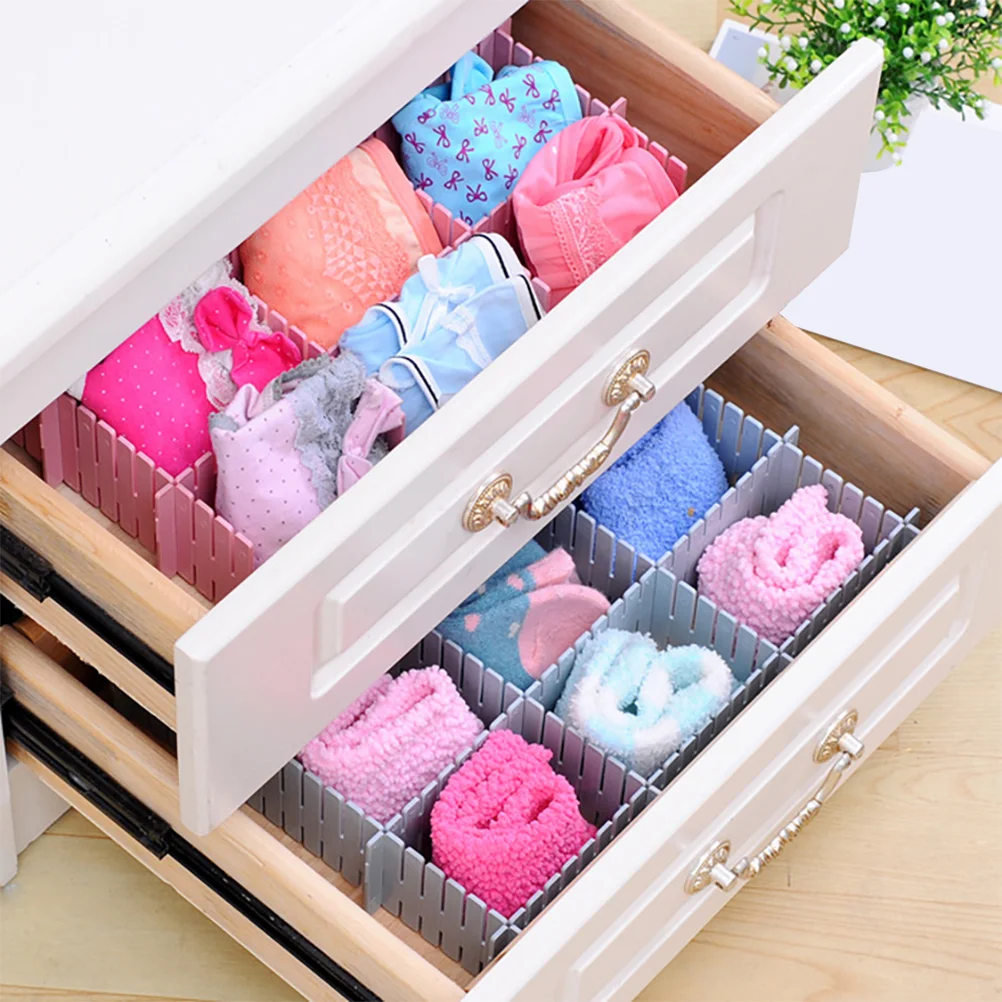 

8Pcs DIY Plastic Drawer Dividers Adjustable Sub-Grid Organizers for Household Storage and Sorting DIY Drawer Dividers