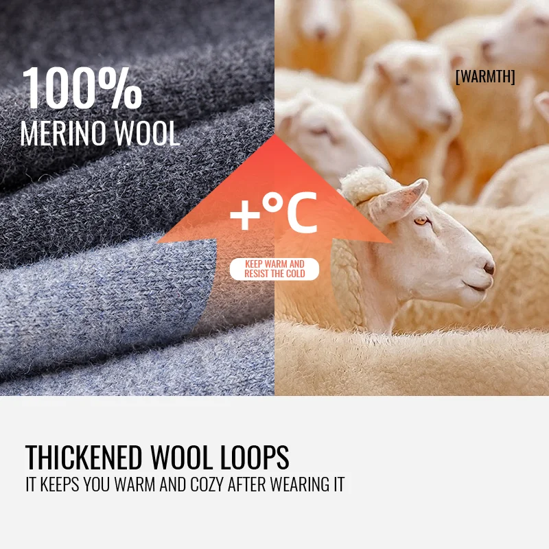 MiiOW 100% Wool Socks Pure Wool Sock Merino Wool Socks Winter Warm Sheep Thermal Sock Thick Luxury Business Dress Crew Sock Men