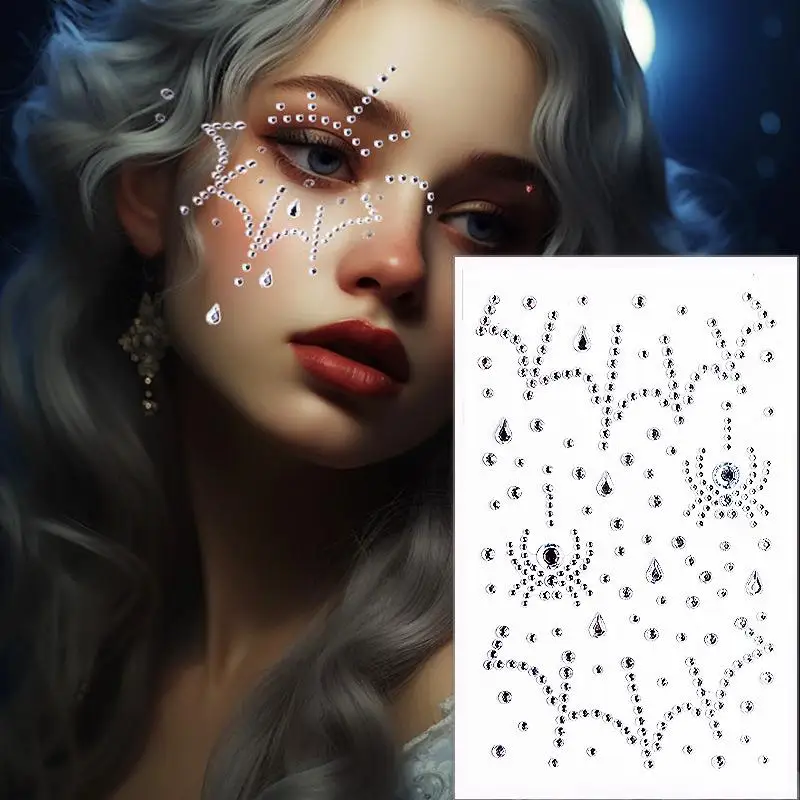 1 Sheet/3 Sheets Halloween Dark Spider Costume Stickers Black Red Clear Gem Stickers Versatile Design DIY Retro Style Stickers
