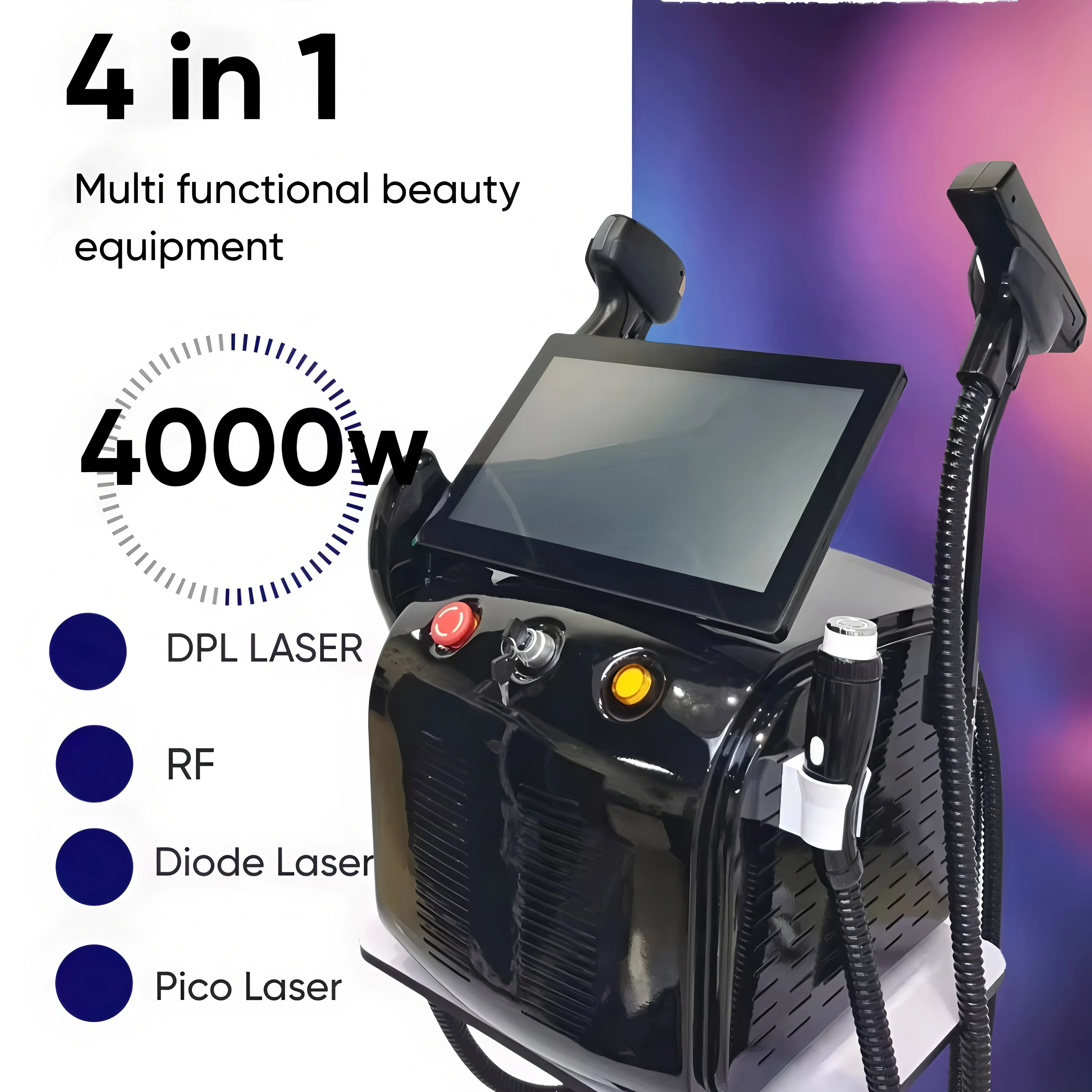 

Лазерный аппарат для безболезненного удаления волос 4-в-1, 4000 Вт, с диодами Soprano Titanium Ice Platinum, 755, 808, 1064 нм, 4 длины волны, NDYAG, хит продаж