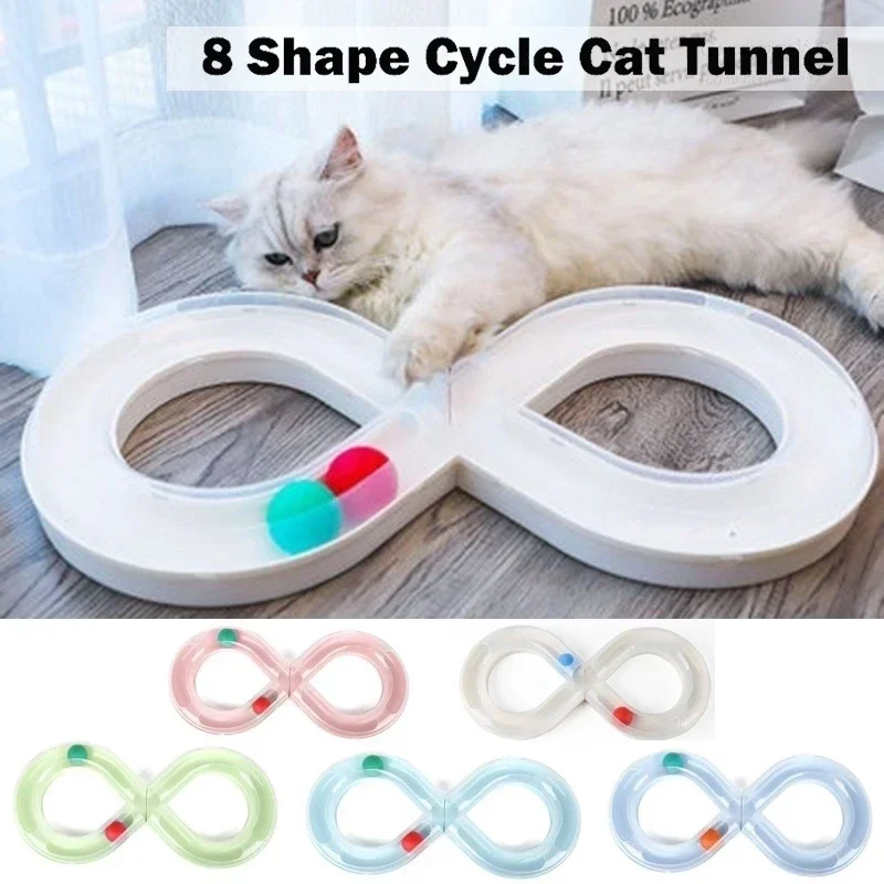 Cat Interactive Toy Roller Circuit Toy Tunnel Design Rotating Running Balls 8 Shaped Pet Kitten Track Turntable Figure Pet Toys