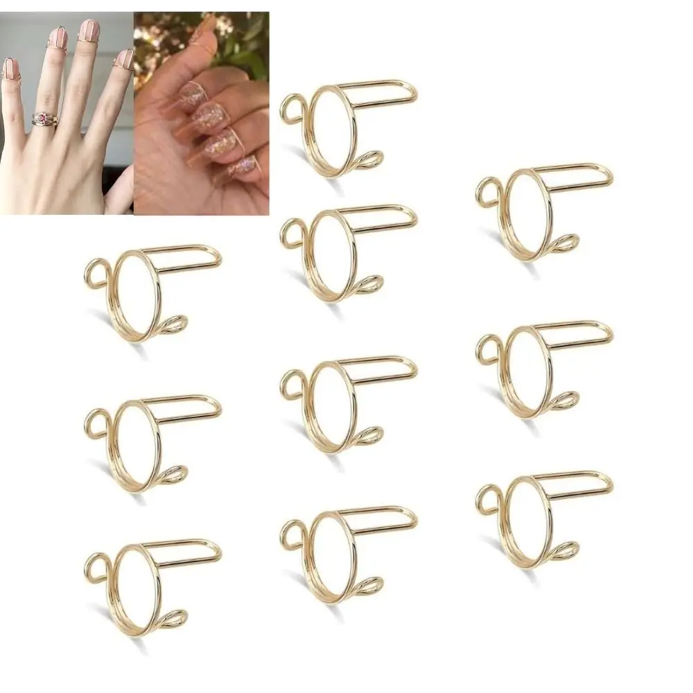 New Reusable Nail Rings Causal Removable Fingertip Nail Rings Gold Color Silver Color Phalanx Ring Nail Art Decoration