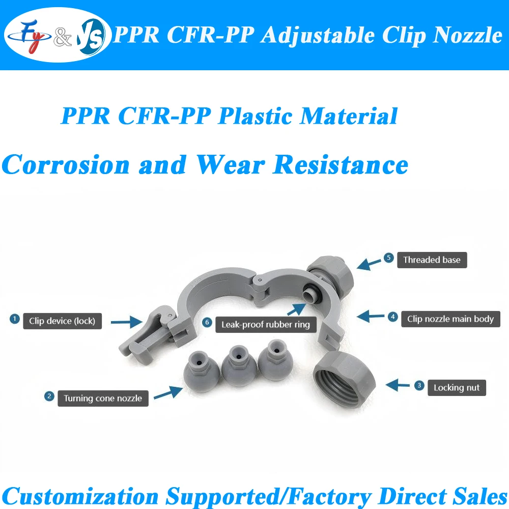 

CFR-PP пластиковая регулируемая насадка-зажим, 10 шт.-химическая и устойчивая к давлению, полноконусная/плоская вентиляционная насадка для промышленной очистки и тютины
