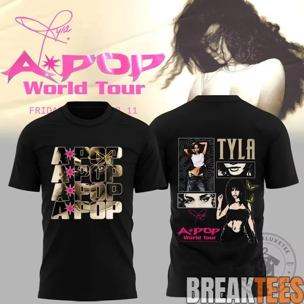 2026 Summer Tyla APOP World Tour Double Sided Print T Shirt Pop Music Vintage Oversized Cotton Unisex Tee Top