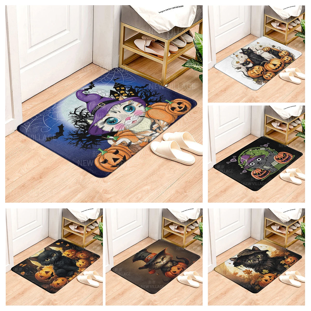 House entrance carpet Home door mat Living Room Bath Foot bathroom non-slip water absorption rugs bath Halloween Autumn Pumpkin