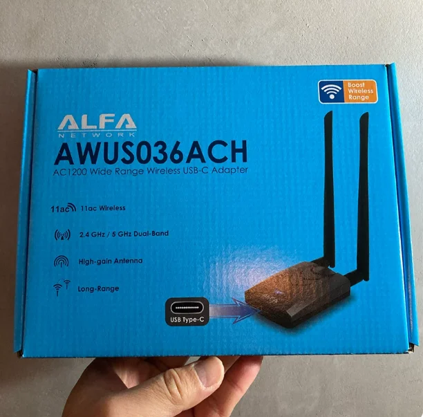 ALFA AWUS036ACH RTL8812AU Dual Band USB WiFi Adapter BT5 5dBi Antenna for Kali Linux macOS