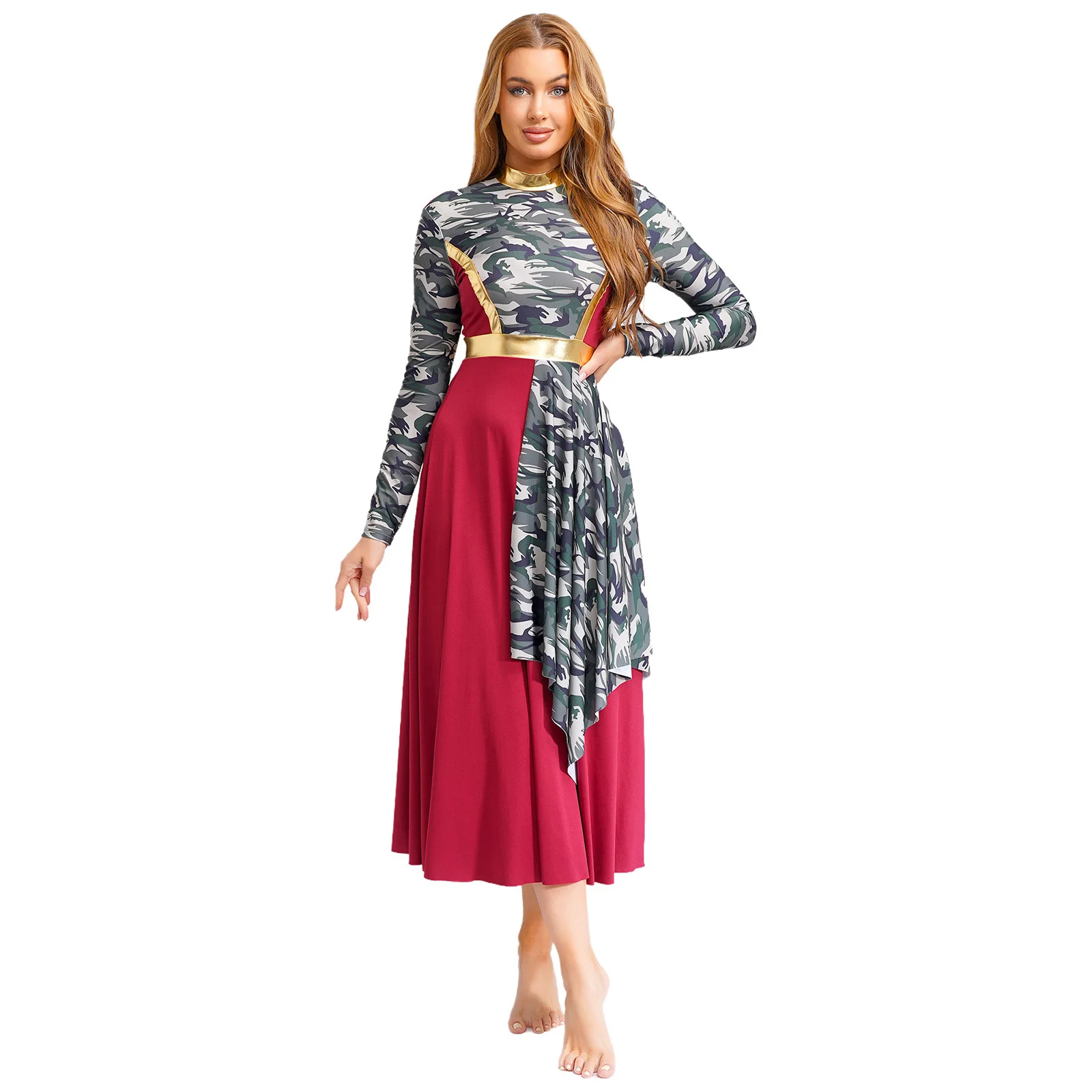 Robe de danse chrétienne pour femmes, lode liturgique, manches longues, robe de danse lyrique, Costume tunique de spectacle de chorale