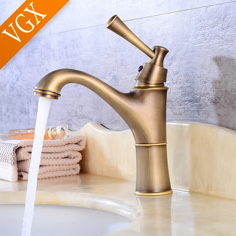 VGX Antique Retro Bathroom Faucets Basin Mixer Sink Faucet Gourmet Washbasin Taps Hot Cold Water Tap Tapware Brass Brushed Black