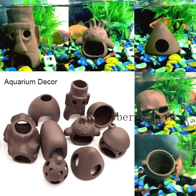 Quality Ceramic Aquarium Decor Fish Shrimps Shelter House Pottery Scorpion House Canister Simulation Stone Fish Tank Decoration