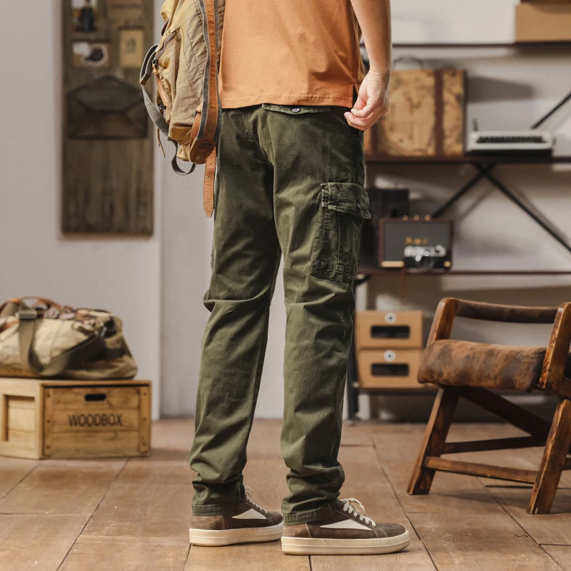 2025 جديد في الرجال السراويل البضائع مستقيم الساق القطن بناطيل كاجوال الذكور تمتد الجانب جيب الخريف ملابس العمل النمط التكتيكي العسكري #2