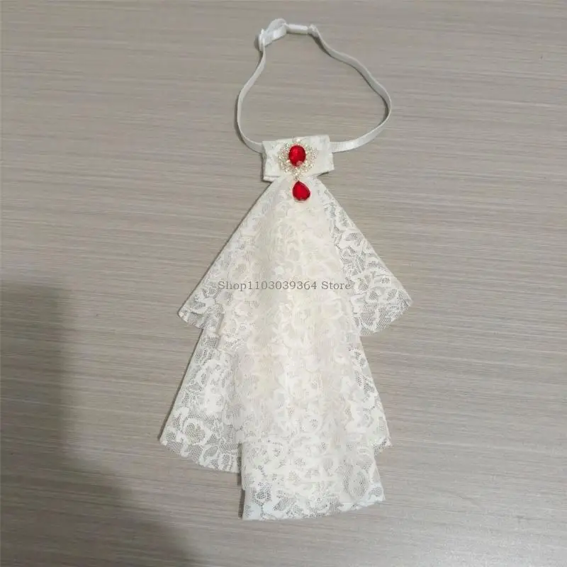 Camadas destacáveis Ruffle Lace Collar com Rhinestones Gothic Victorian Declaração