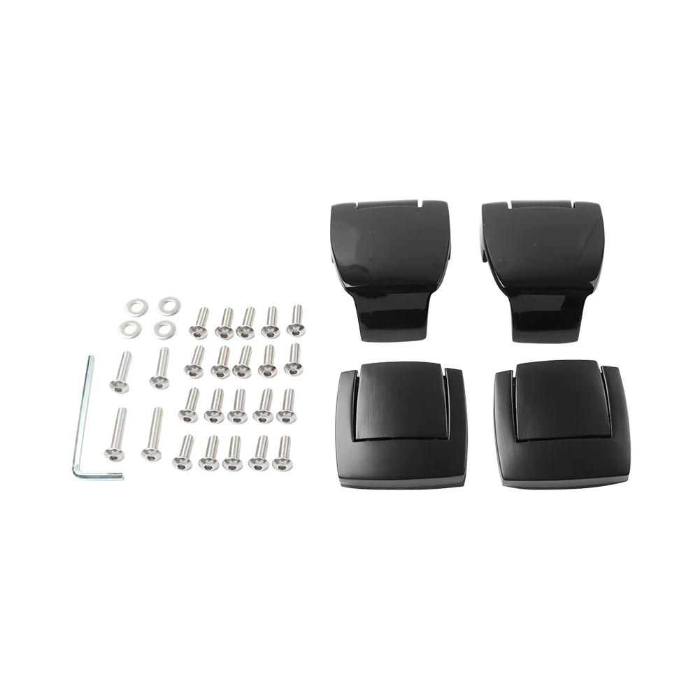 4Pcs Motorcycle Tour Trunk Latch Hinges For Harley Davidson Road King Electra Glide FLHTC FLHT 1988-2013 Aluminum Glossy Black