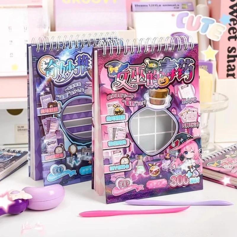 

Reasoning Script Witch's Magic Sticker Game Book Halloween Gifts Dark Themes Puzzle Board Game Sticker Book DIY Quiet Book