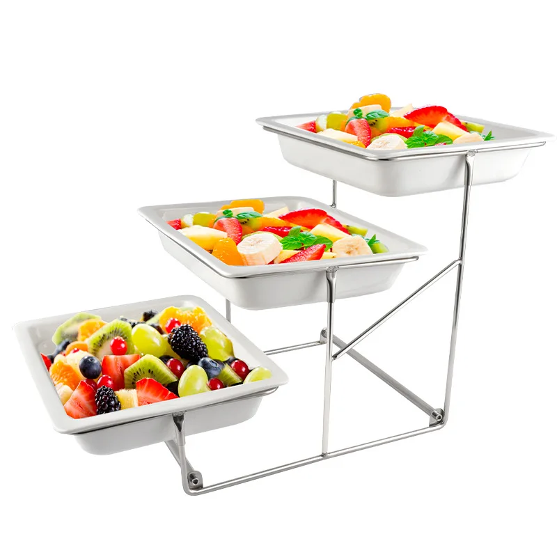 

Hotel table outdoor wedding three-layer buffet cake rack fruit food pastry ceramic deep flat plate display