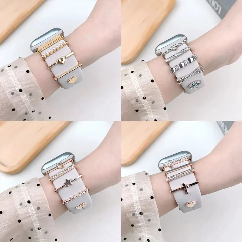 Decoration For Apple watch band Ultra2 10 9 8 Diamond Jewelry Bracelet Accessories for samsung/Huawei watch 20/22mm strap Charms