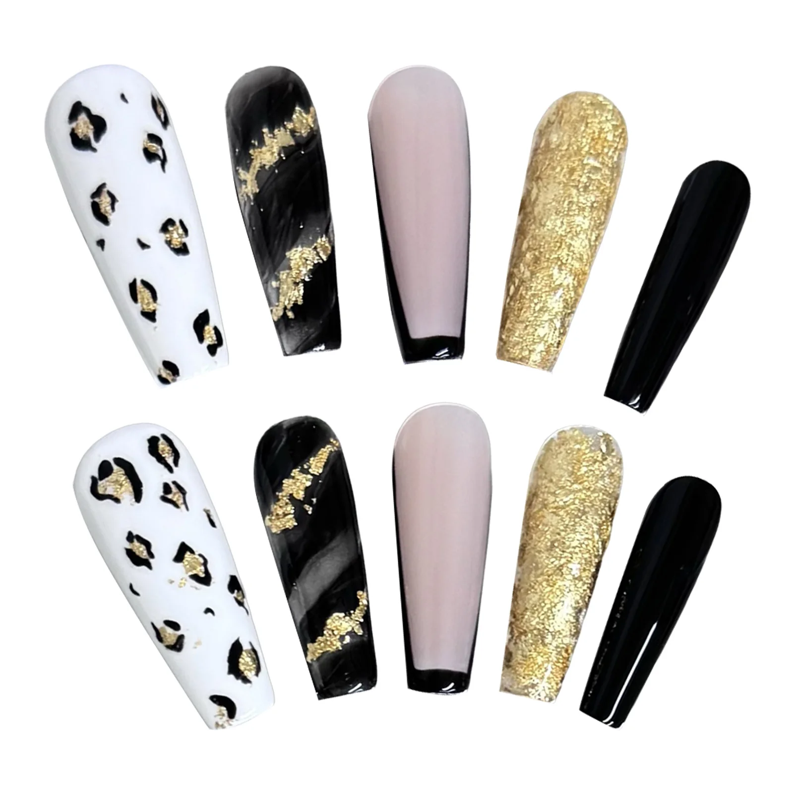 Wear-Resistant Press On Nails Luxury Leopard Print for Parties Wedding Resin Fake Nails Handcrafted Tips Glossy Finish