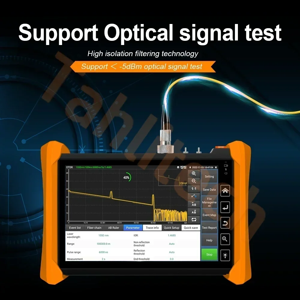 OTDR Tester Fiber Optic Reflectometer  1310/1550/1610nm 28/26/24dB Touch Screen VFL OLS OPM Event Map Ethernet Cable Tester