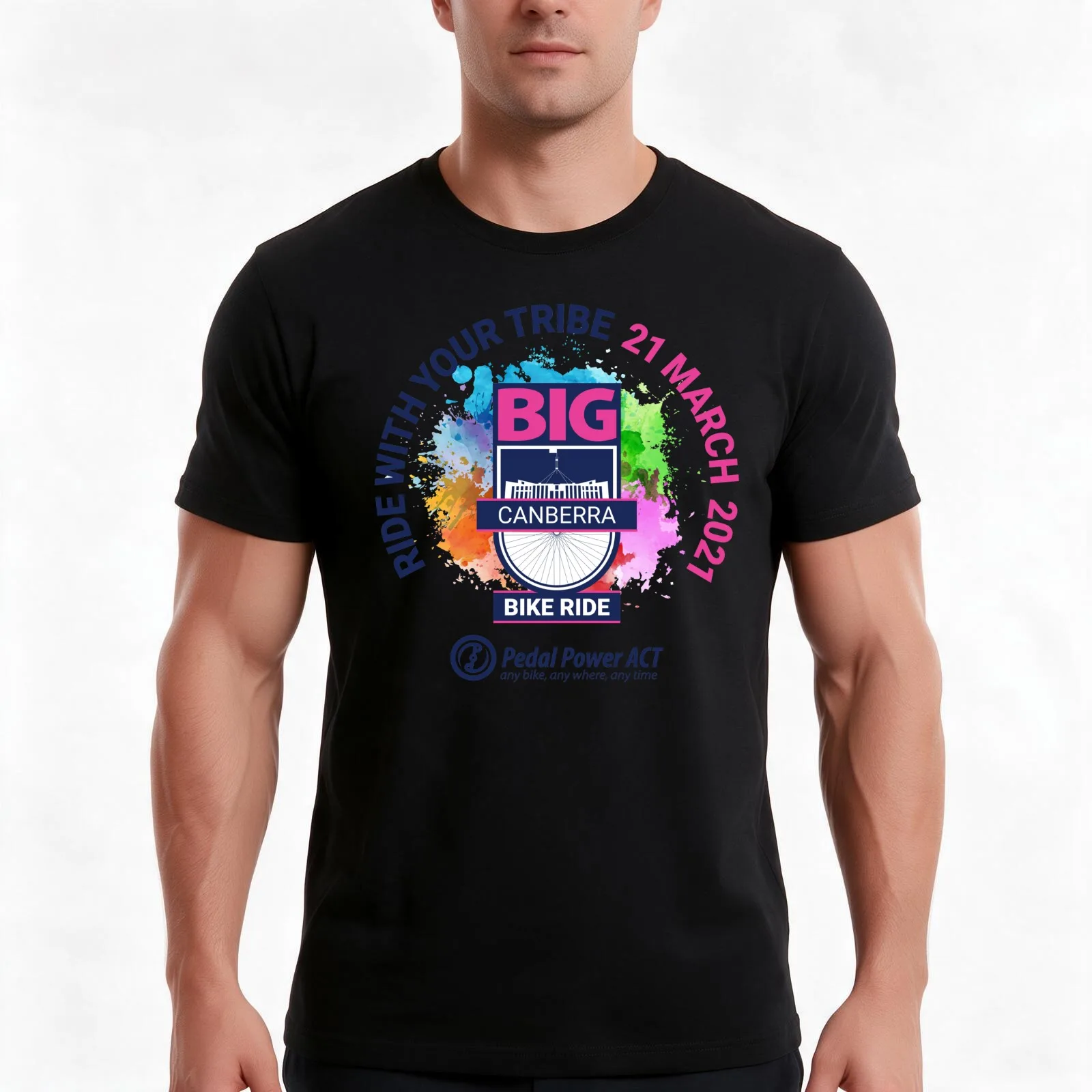 Big Canberra Bike Ride 2021 T-Shirt, Summer Casual Cotton Tee, Oversized Streetwear Tops, Vintage Graphic Print, 100% Cotton