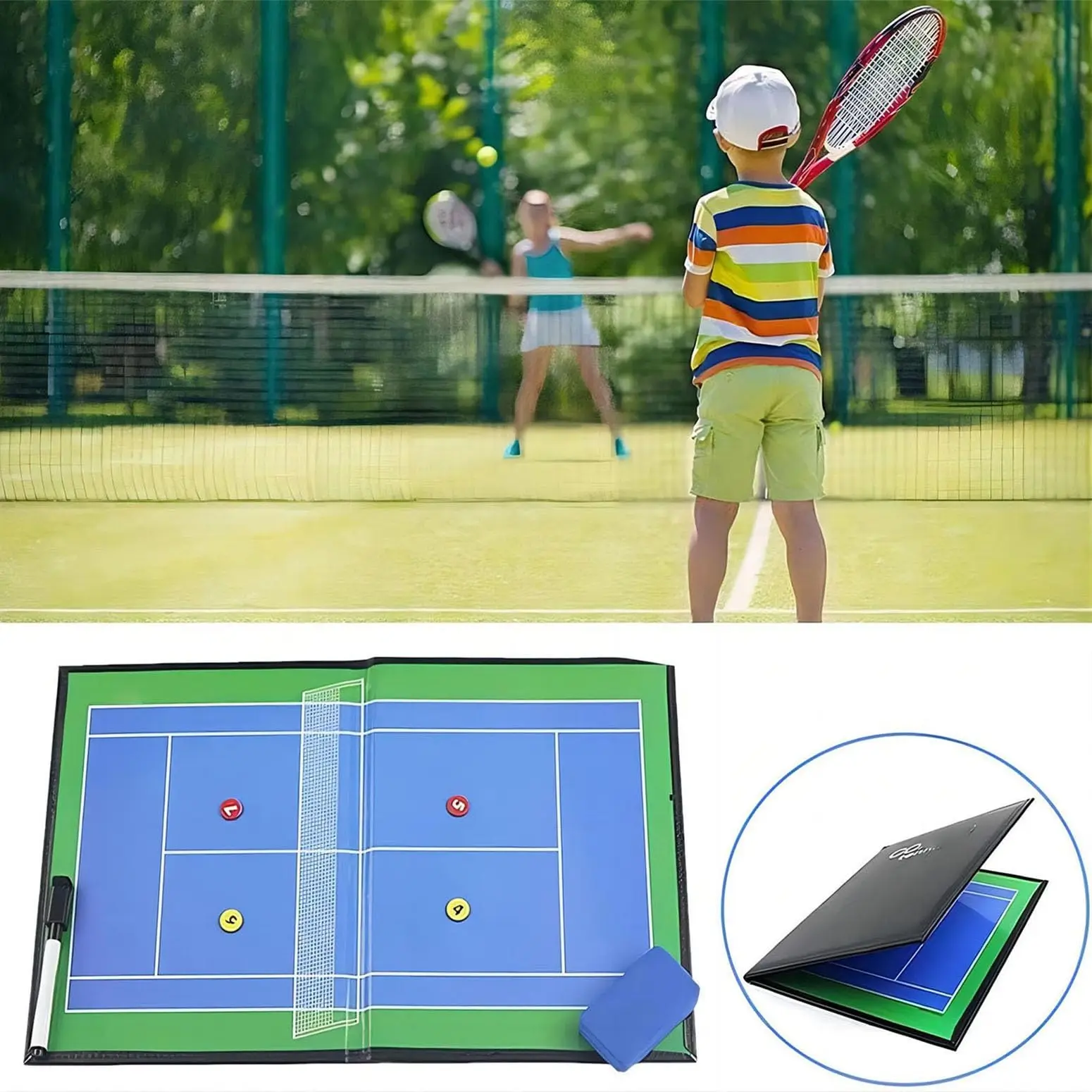 

FANDAO Tactical Board Tennis Tactic Board Foldable Tactical Magnetic Kit with Dry Erase Marker Pen for Tactics Game Adjustments