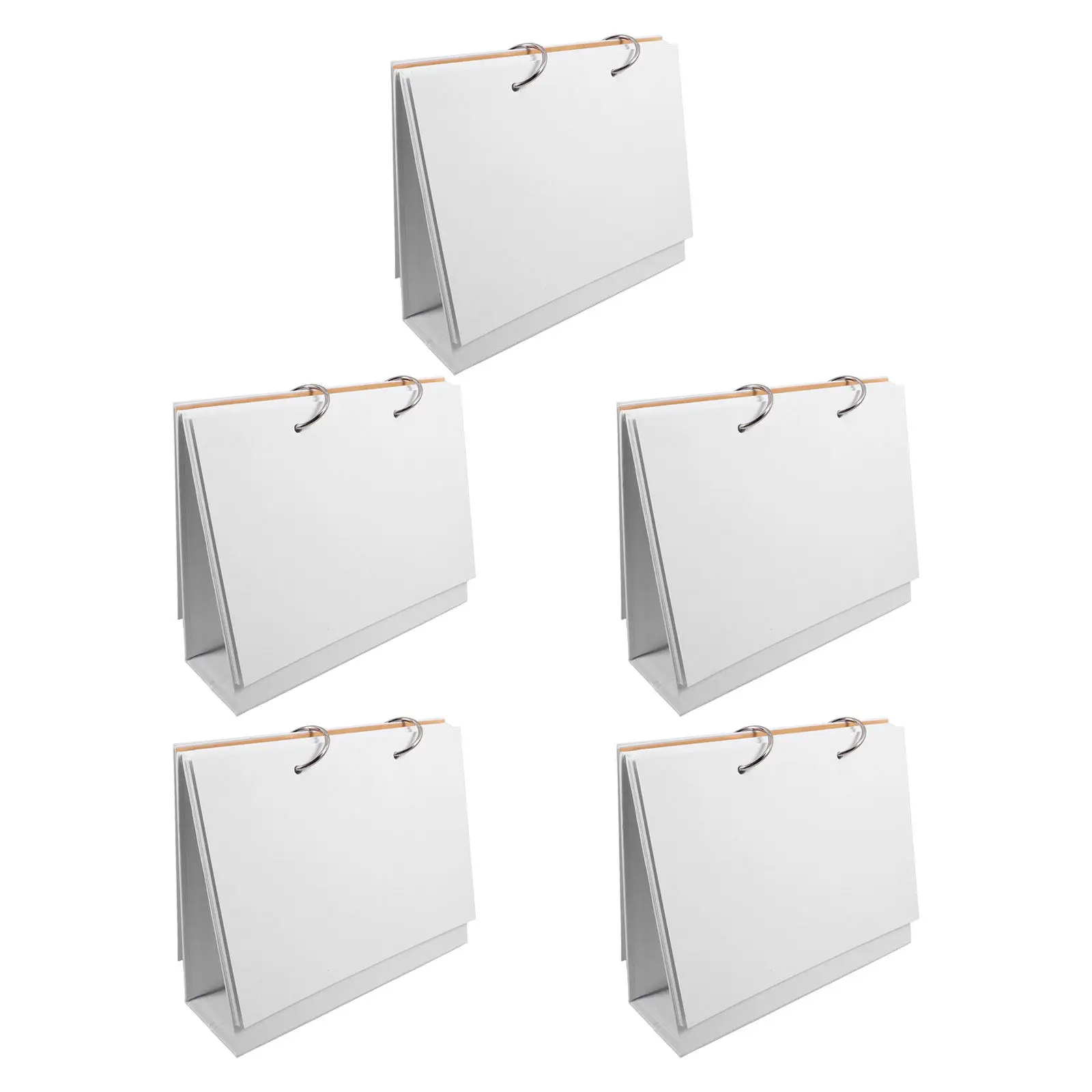 

5Sets Blank Refillable Desk Calendar - Loose-Leaf Wire-Bound Tabletop Organizer for Home Office Planning Creative Memo Pad