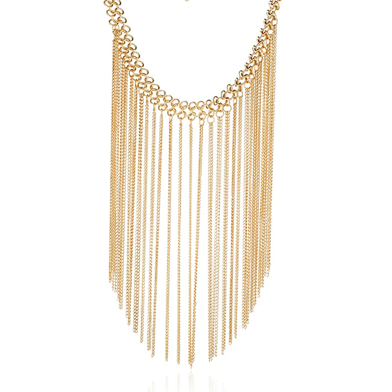 Hot-selling jewelry, big-name necklaces in European and American foreign trade, wholesale of retro multi-layer fringed necklace,