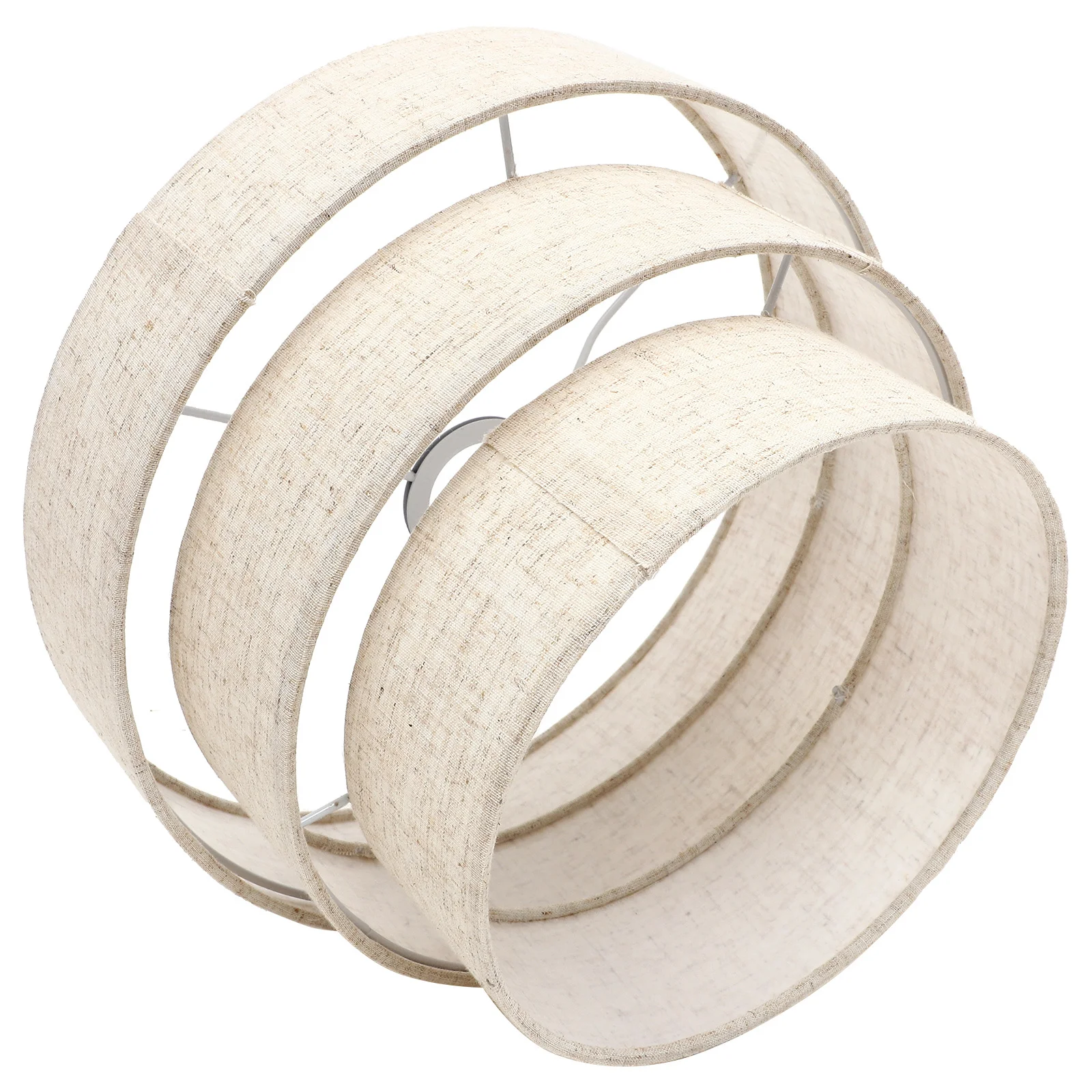 

3 Tier Extra Large Lampshade Modern Layered Pendant Light Shade for Floor Ceiling Lamp Natural Linen with Metal Frame No