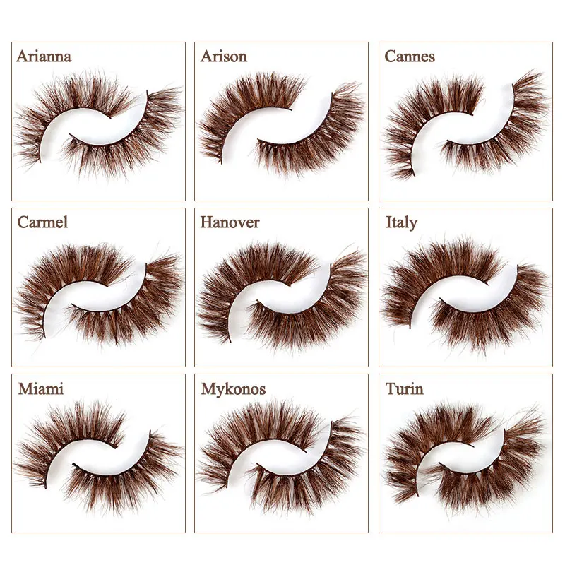 1 Pair 3D Brown Eyelashes Multi-style Reusable Mink Eyelashes European Style Thick Curly Lashes Makeup Tools Accessories