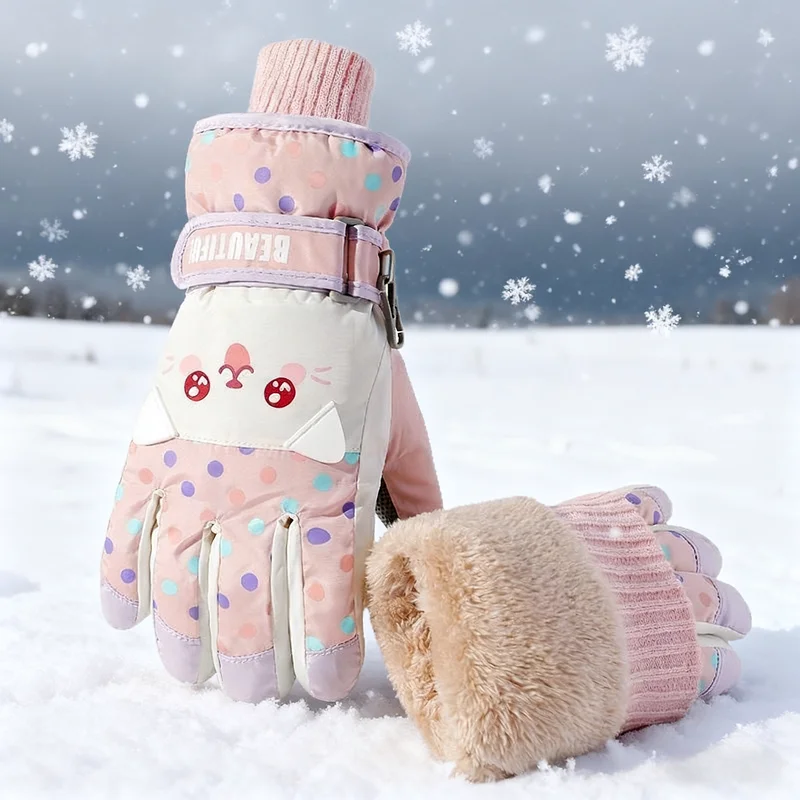 

Перчатки для девочек и мальчиков 8-13 лет, зимние уличные велосипедные и лыжные перчатки, нескользящие и водонепроницаемые, подарочные.