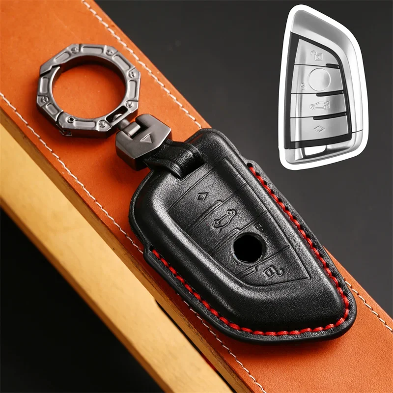 

Leather Car Remote Key Case Cover Shell Fob For BMW X1 X3 X5 X6 X7 1 3 5 6 7 Series G20 G30 G11 F15 F16 G01 G02 F48 Keyless