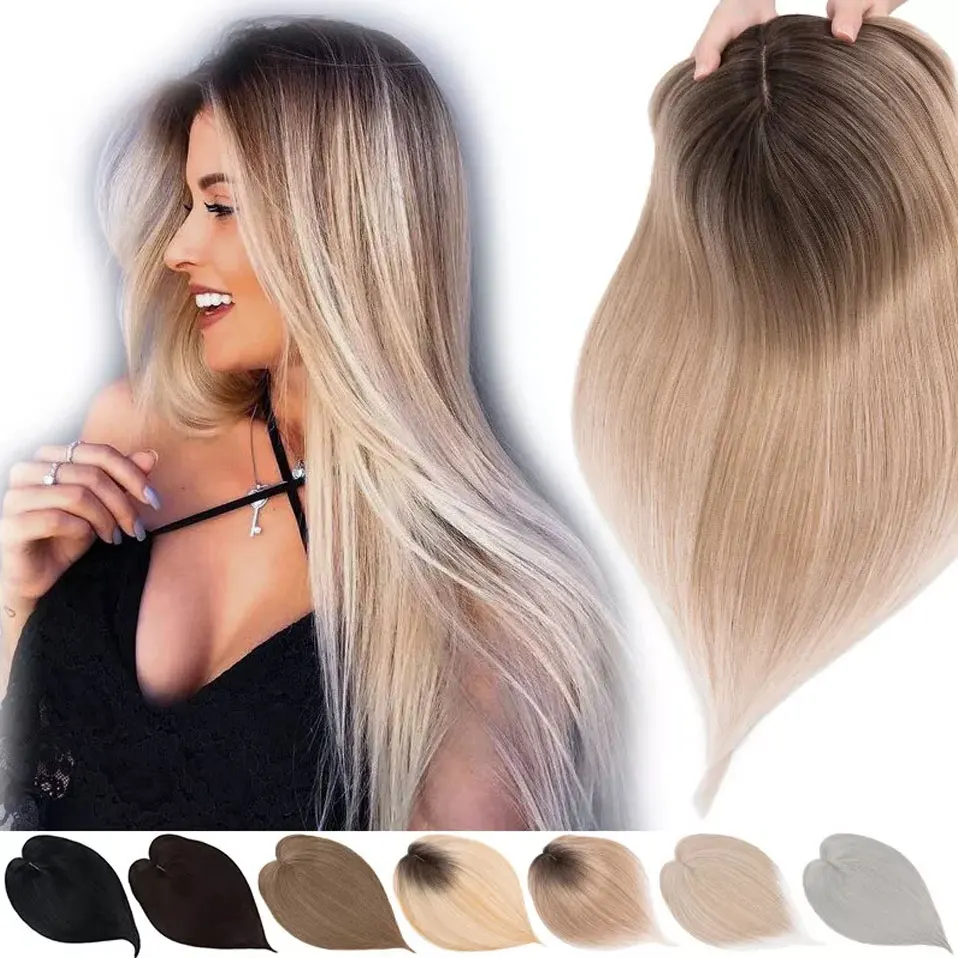

Clip in Synthetic Hair Topper with Bangs 14inch Hair Topper 6"X6" Big Base Toppers Hairpieces for Women with Thinning Hair