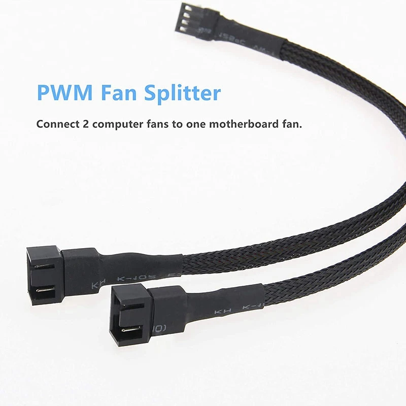 3Pcs PWM Fan Splitter Cable 2Way 4Pin Y Sleeved Extension Power Cable 1To2 Converter For PC Motherboard,Computer CPU Fan