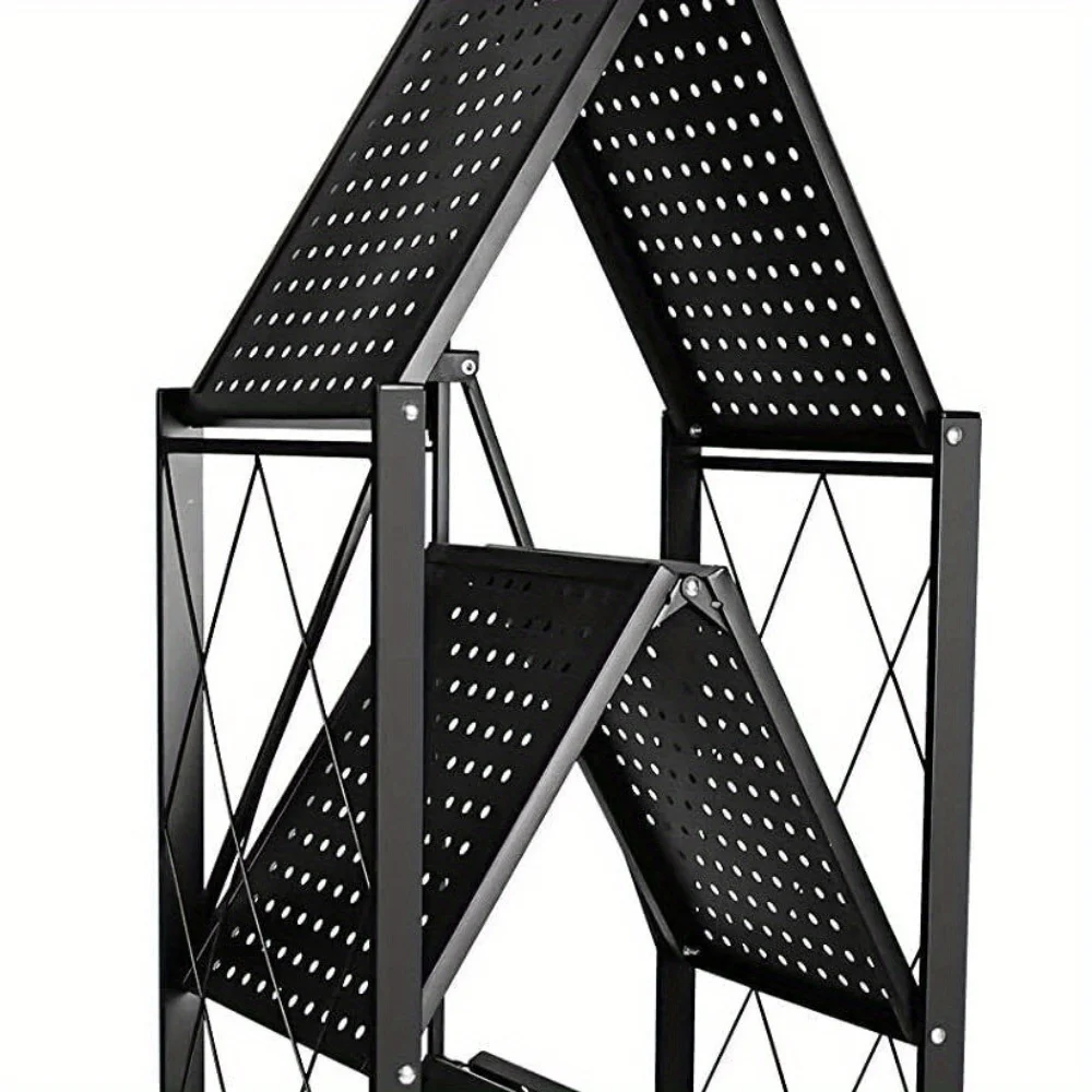 3/4/5Tier Heavy Duty Foldable Metal Rack Storage Shelving Unit w/Wheel