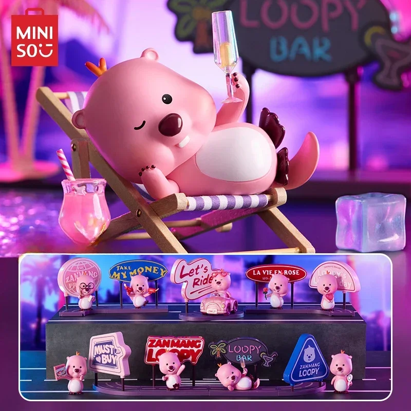 

MINISO Loopy Neon Highway Blind Box Doll Model Kawaii Desktop Decoration Car Toys Children's Birthday Gift Anime Peripheral