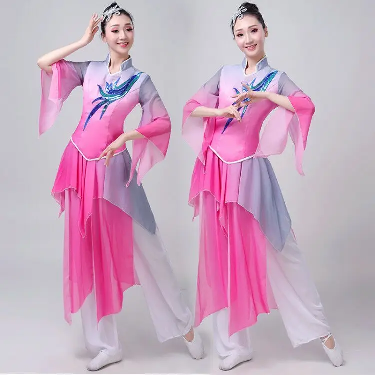 Women's Hanfu Chinese style classical dance performance costume women's Yangko fan dance costume folk dance performance costume