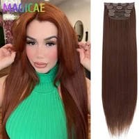 Magicae 24 pulgadas 200G Clip recto en extensiones de cabello rubio 27/613 Ombre marrón 4 unids/pack Natural Bio humano-como alta temperatura