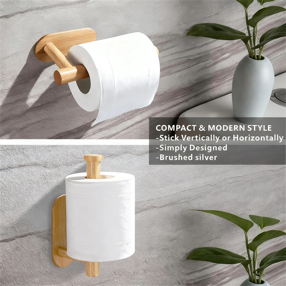 Eco-friendly Wood Grain Multi-Hook Effortlessly Hang Towels Toilet Paper, Keys Small Tools Space-Saving Design With Strong Load