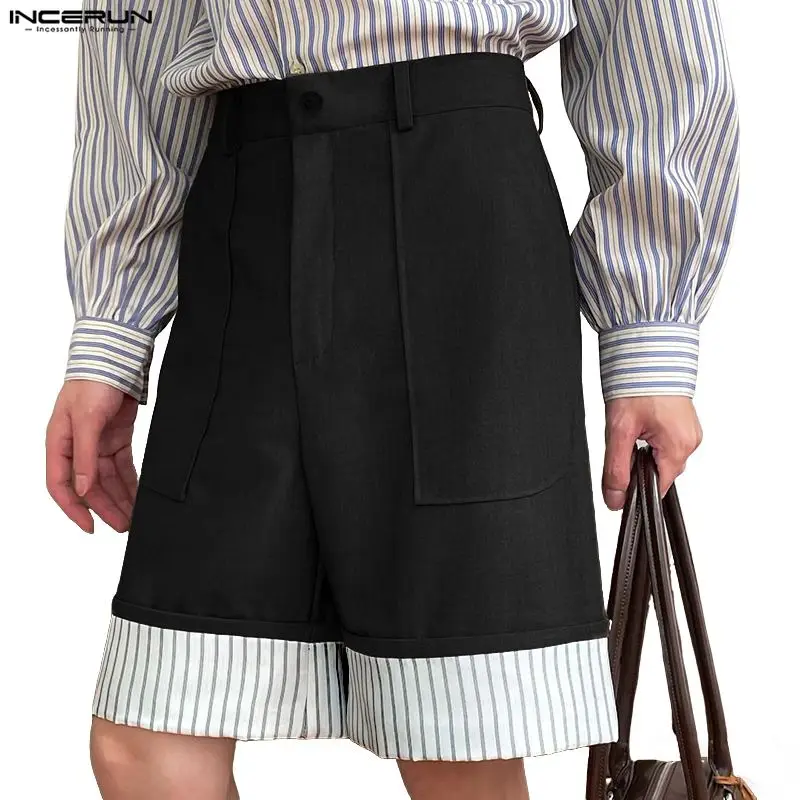 

INCERUN Men Shorts Patchwork Button Joggers Pockets Casual Men Bottoms Streetwear Loose 2026 Fashion Leisure Male Shorts S-5XL