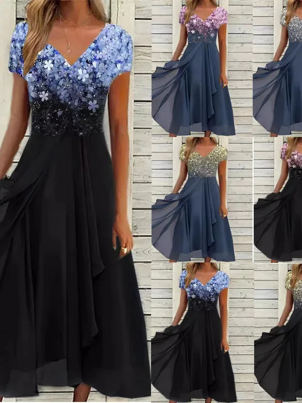 فستان نسائي شيفون أنيق مُزين بالدانتيل فستان طويل مقصوص فستان سهرة لوصيفة العروس Vestidos 2025 موضة النساء EVV8 #2