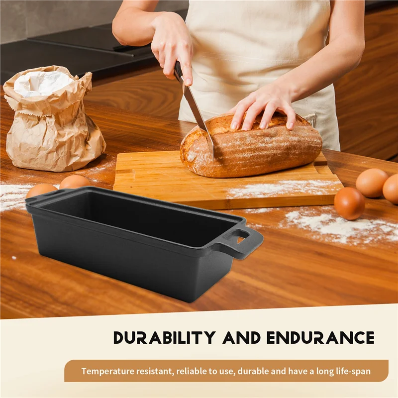 【B6R-Sale】For Baking Bread,Loaf Pan Cast Iron With Lid, Heavy Duty For Oven-Safe Pans, Set Of 2(Black)