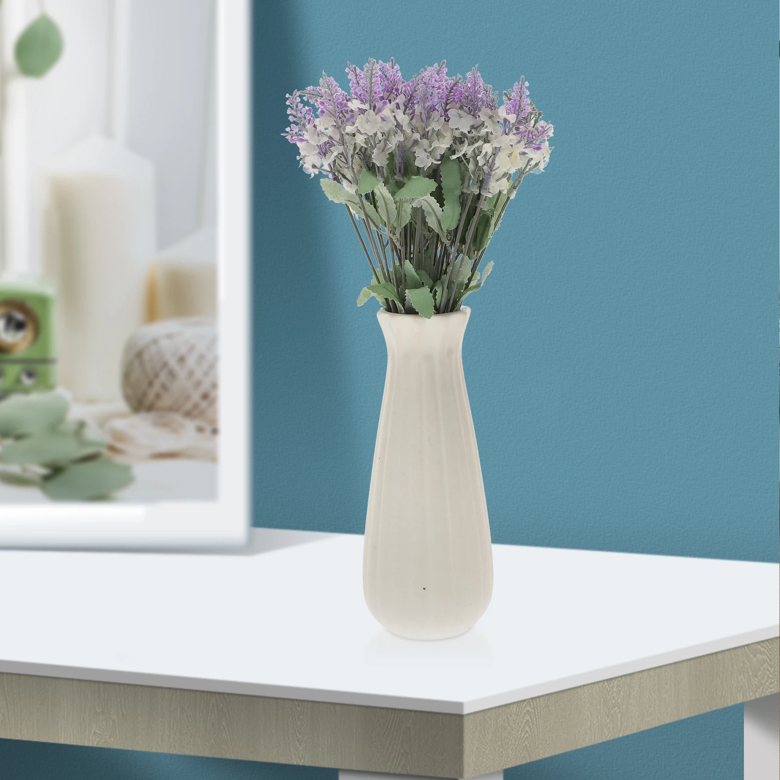 

4Pcs Simulated Flower Adornments Faux Lavender Bouquet Plastic Plants Artificial Lavender Decorative For Home Office Farmhouse