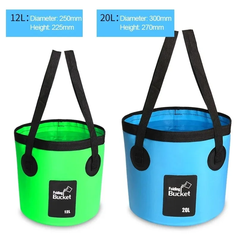 12L 20L Portable Waterproof Water Bag Folding Bucket Water Storage Container Carrier Bags For Fishing Camping Hiking