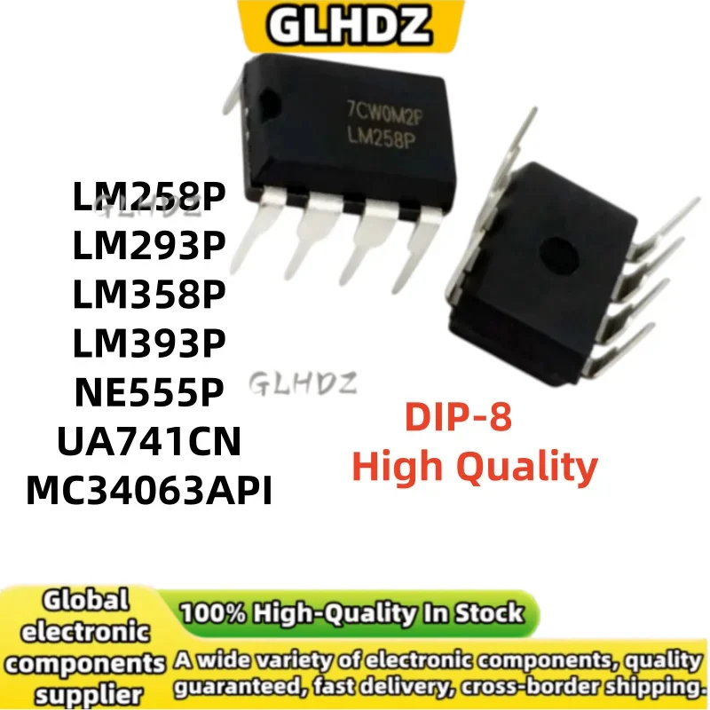10UNITS LM258P LM293P LM358P LM393P NE555P UA741CN MC34063API DIP-8 In The Warehouse