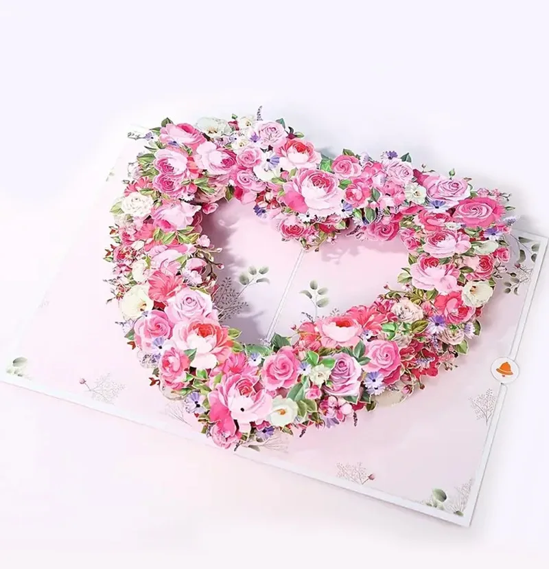 3D Pop-Up Herzförmige Blumen-Grußkarten Muttertag Hochzeitskarte Jubiläum Valentinstag Geburtstagsgeschenkkarte Handgemacht – Detail 6