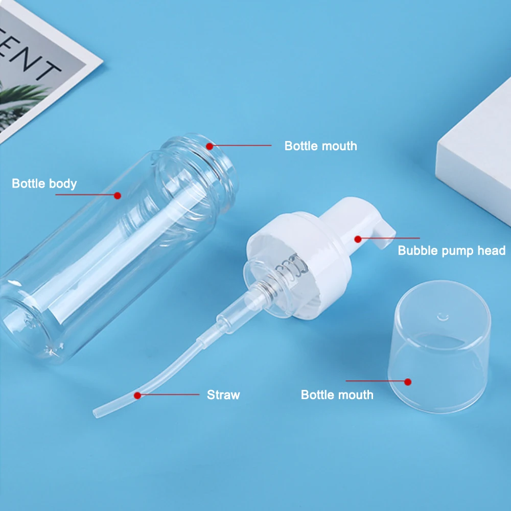 Foam Pump Bottle 100/150/200ml Plastic Empty Cosmetic Dispenser for Tattoo Soap Face Eyelashes Soap Cleaner Foam Bottle view 4