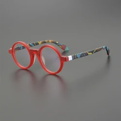 Vintage personality glasses frame Red round face ladies Men round frame frosted acetic acid glasses frame make optical prescript
