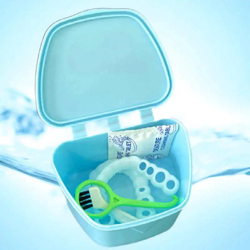 Hot sales Denture Tray Box Dental Orthodontic Braces Retainer Case Vent Holes ​False Teeth Protective