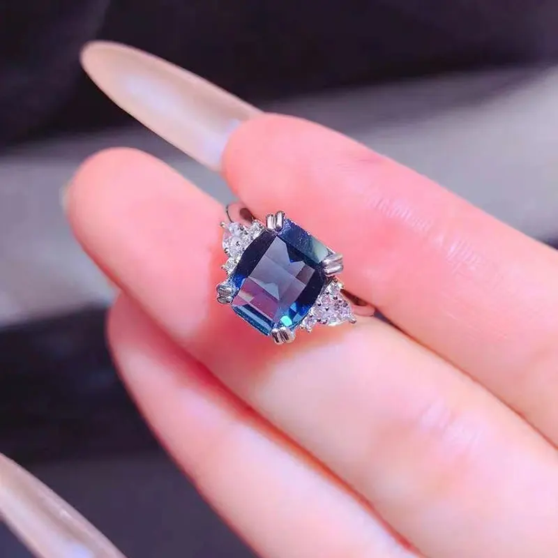 

Кольцо из серебра 925 пробы с лондонским топазом, натуральное кольцо с топазом для вечеринки, 10 мм*8 мм, 1,5 карата, лондонский синий топаз, серебряное кольцо 925 пробы с сертификатом