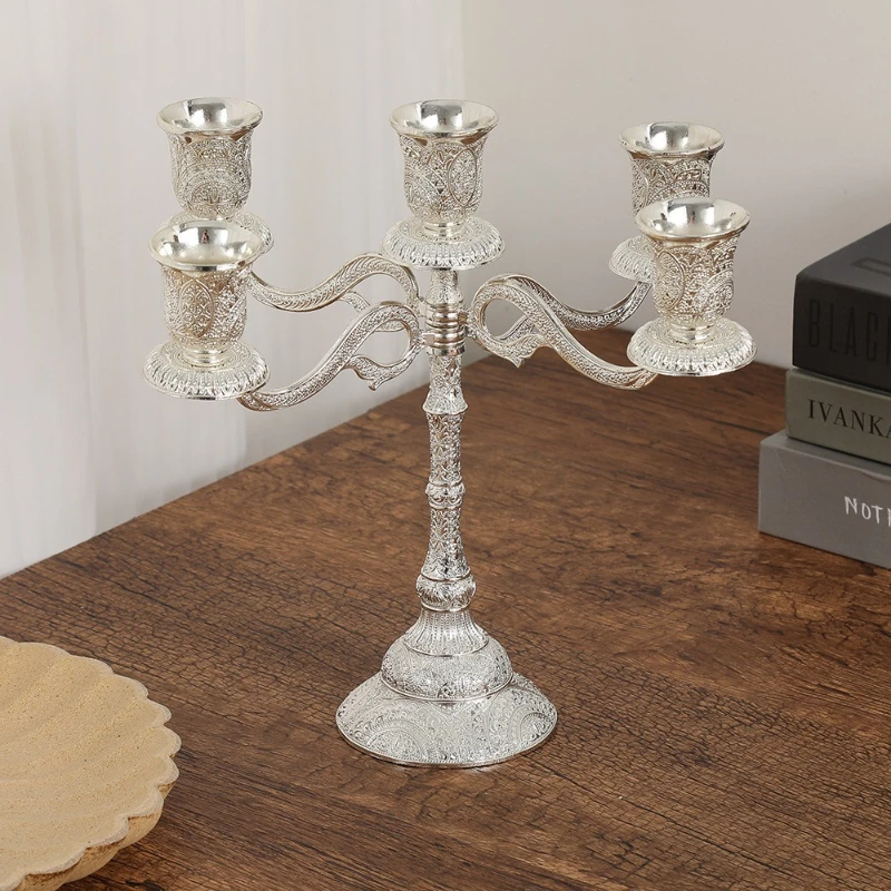 European Style High-end 1/3/5 Head Candle Holder Romantic Dinner Wedding  Centerpieces Decoration Western Candlestick Home Decor
